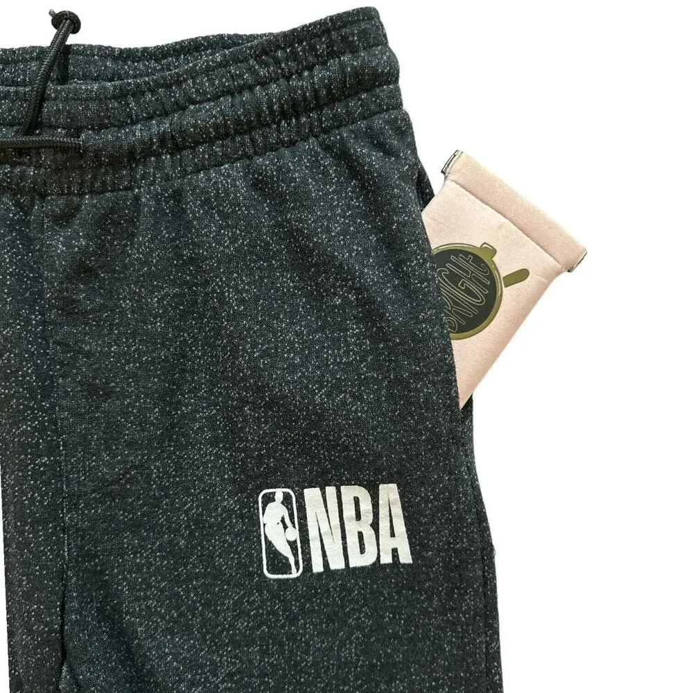 NBA Chevron Fleece Frayed Hem Sweatpants Joggers Cropped Lounge Teens Gray